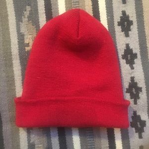 Plain Red Knit Slouchy Hat Beanie